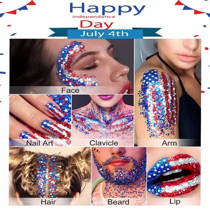 Aras™ 3-in-1 Patriotic Glow😍✨Red, White & Blue Glitter Body Stick