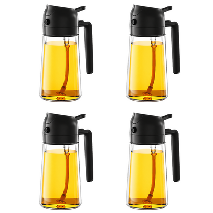 2-in-1 Oil Sprayer and Dispenser Bottle - 500ML for Kitchen, Cooking, BBQ, Air Fryer, Salad, Frying, Baking | Transparent