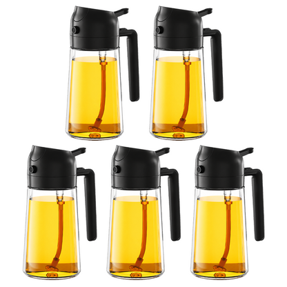 2-in-1 Oil Sprayer and Dispenser Bottle - 500ML for Kitchen, Cooking, BBQ, Air Fryer, Salad, Frying, Baking | Transparent