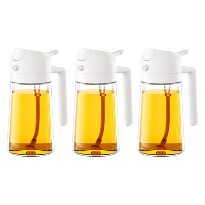 2-in-1 Oil Sprayer and Dispenser Bottle - 500ML for Kitchen, Cooking, BBQ, Air Fryer, Salad, Frying, Baking | Transparent