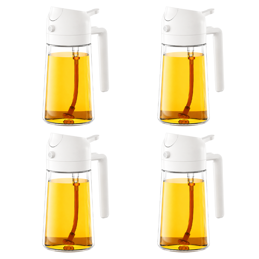 2-in-1 Oil Sprayer and Dispenser Bottle - 500ML for Kitchen, Cooking, BBQ, Air Fryer, Salad, Frying, Baking | Transparent