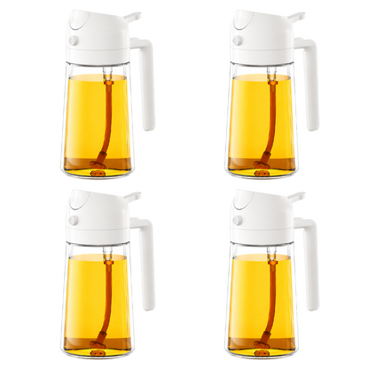 2-in-1 Oil Sprayer and Dispenser Bottle - 500ML for Kitchen, Cooking, BBQ, Air Fryer, Salad, Frying, Baking | Transparent