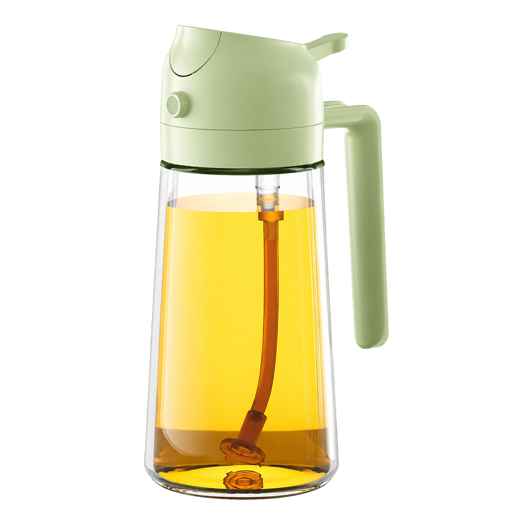 2-in-1 Oil Sprayer and Dispenser Bottle - 500ML for Kitchen, Cooking, BBQ, Air Fryer, Salad, Frying, Baking | Transparent