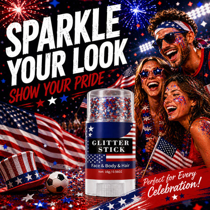 Aras™ 3-in-1 Patriotic Glow😍✨Red, White & Blue Glitter Body Stick (Offer)