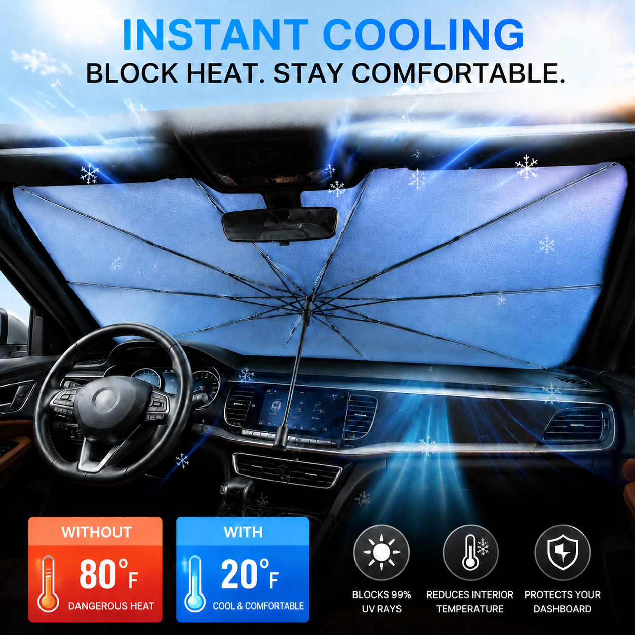 🔥Last Day 50% OFF - 2026 Upgraded Car Windshield Sun Shade Umbrella (offer)