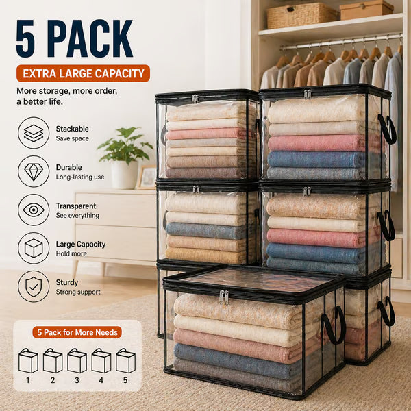 ⏰🔥LIMITED TIME 50% OFF! 🏠 Transparent Large-Capacity Dustproof & Moisture-Proof Storage Bag – Perfect for Clothes, Toys, Books & More ✨ (Offer)