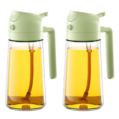 2-in-1 Oil Sprayer and Dispenser Bottle - 500ML for Kitchen, Cooking, BBQ, Air Fryer, Salad, Frying, Baking | Transparent