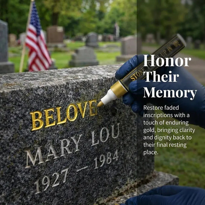 🥳 2026 HOT SALE 🥳 💖 50% OFF! Aras™ Permanent Golden Tombstone Marker – Premium Shine, No Mess!
