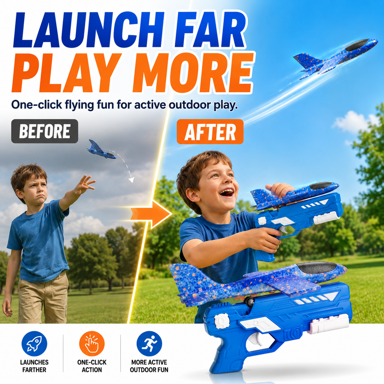 Foam Airplane Launcher for Kids – Interactive Flying Toy with Launch Gun