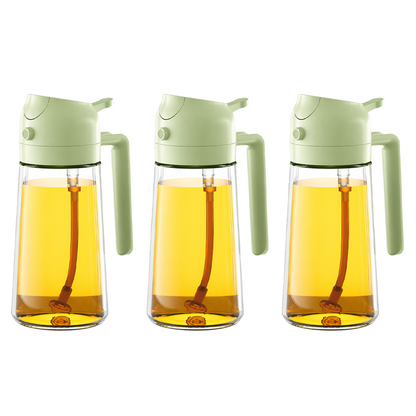 2-in-1 Oil Sprayer and Dispenser Bottle - 500ML for Kitchen, Cooking, BBQ, Air Fryer, Salad, Frying, Baking | Transparent