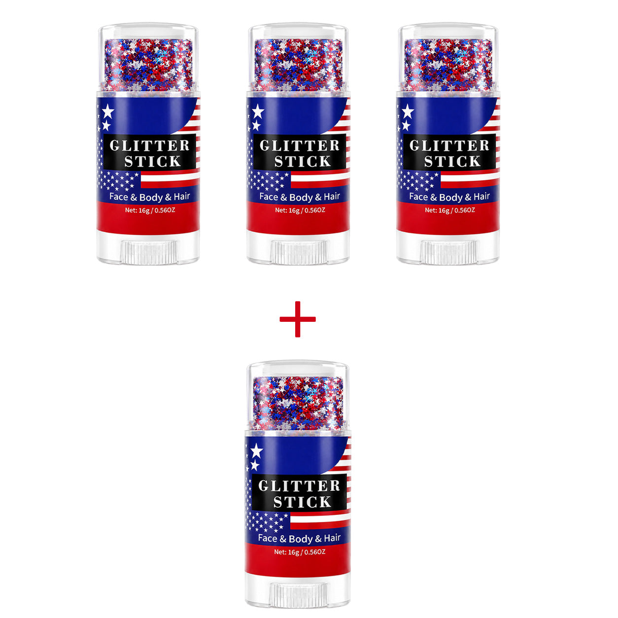 Aras™ 3-in-1 Patriotic Glow😍✨Red, White & Blue Glitter Body Stick (Offer)