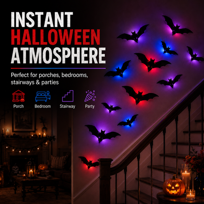 Glowing 3D Halloween Bat Decor 🦇🎃Give Trick-or-Treaters an Unforgettable Halloween