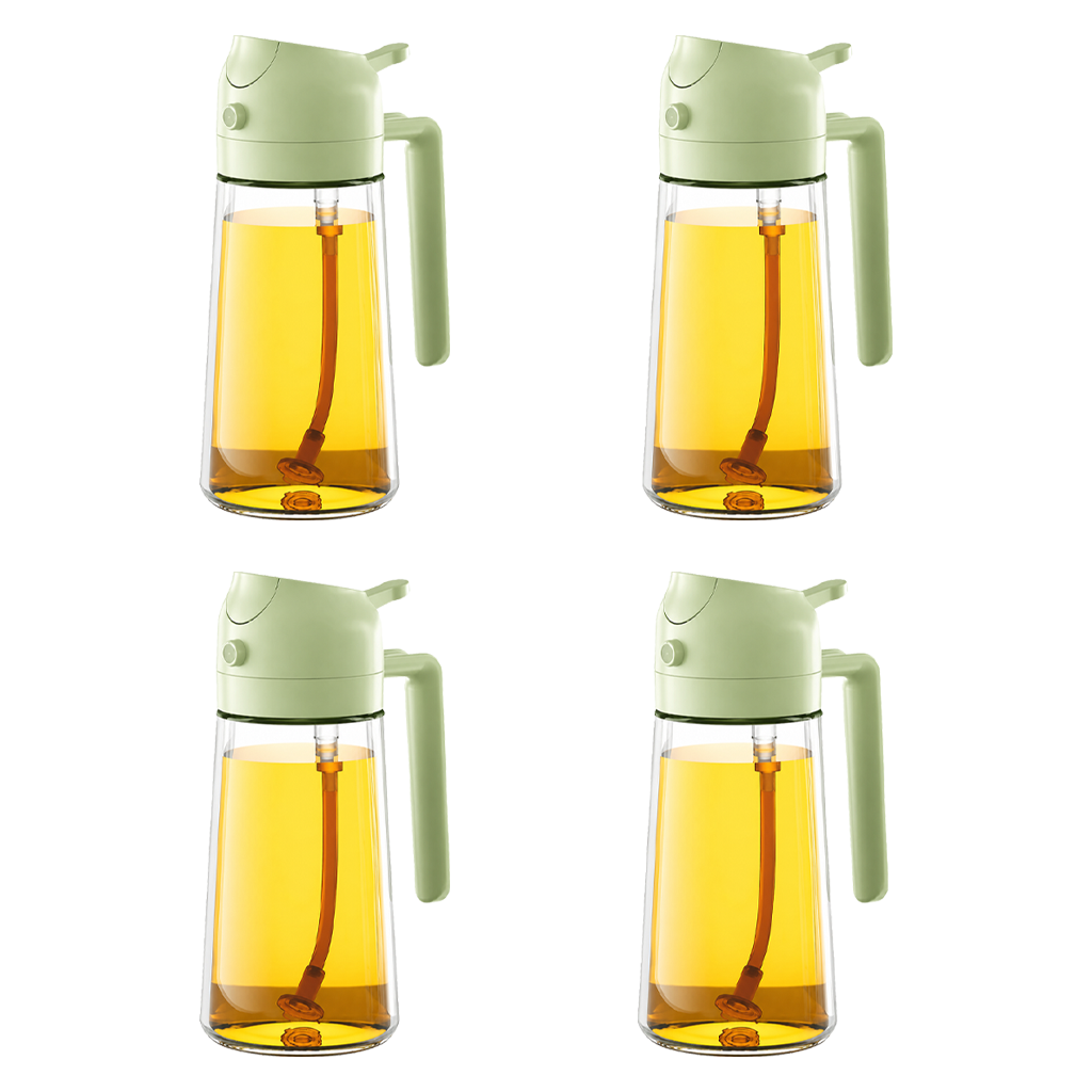 2-in-1 Oil Sprayer and Dispenser Bottle - 500ML for Kitchen, Cooking, BBQ, Air Fryer, Salad, Frying, Baking | Transparent