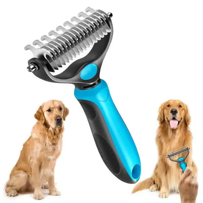 Aras™ Professional Double-Sided Pet Grooming Rake ✨ Undercoat Deshedding Tool for Dogs & Cats 🐶🐱