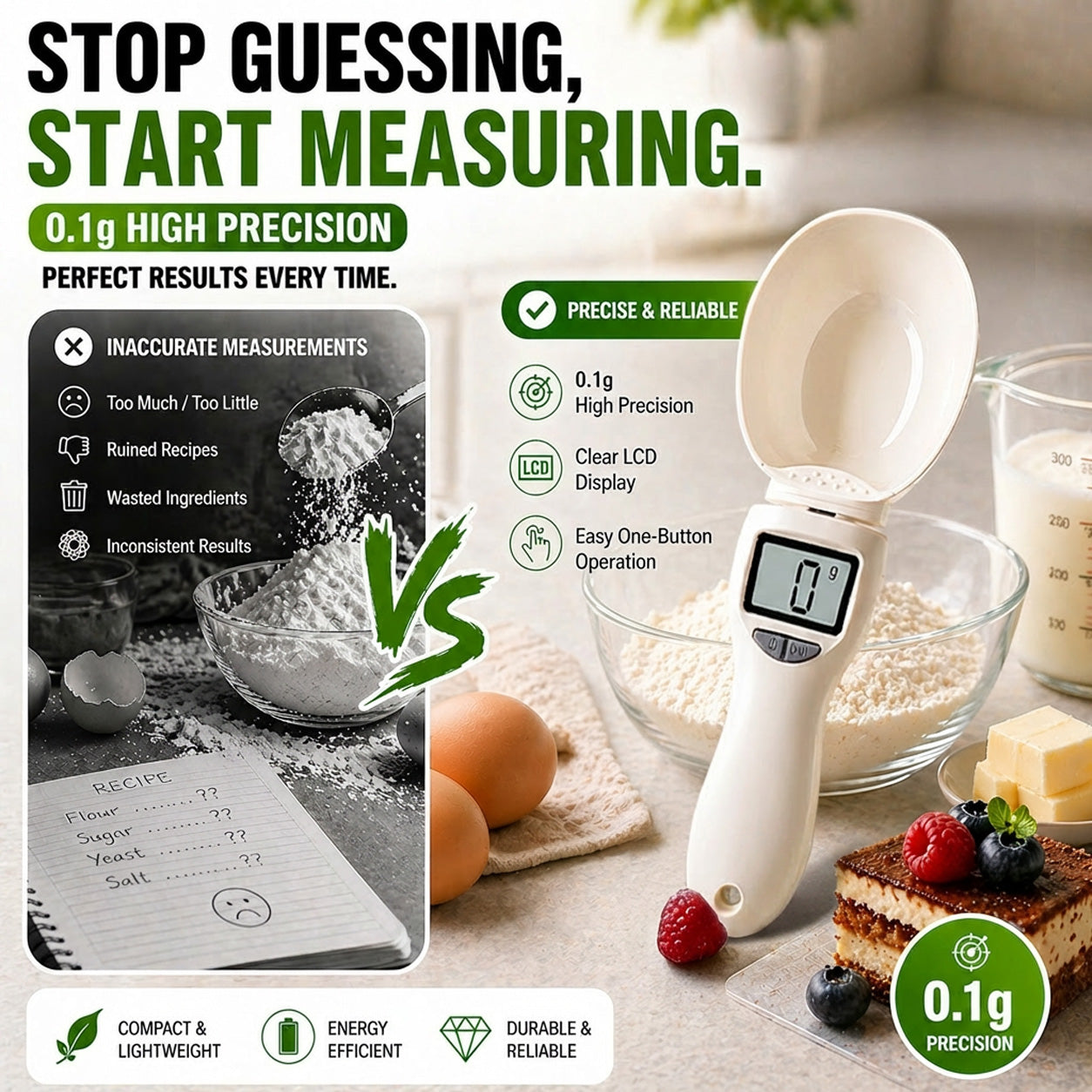 Digital Kitchen Scale 500g - Precision 0.1g for Baking & Coffee
