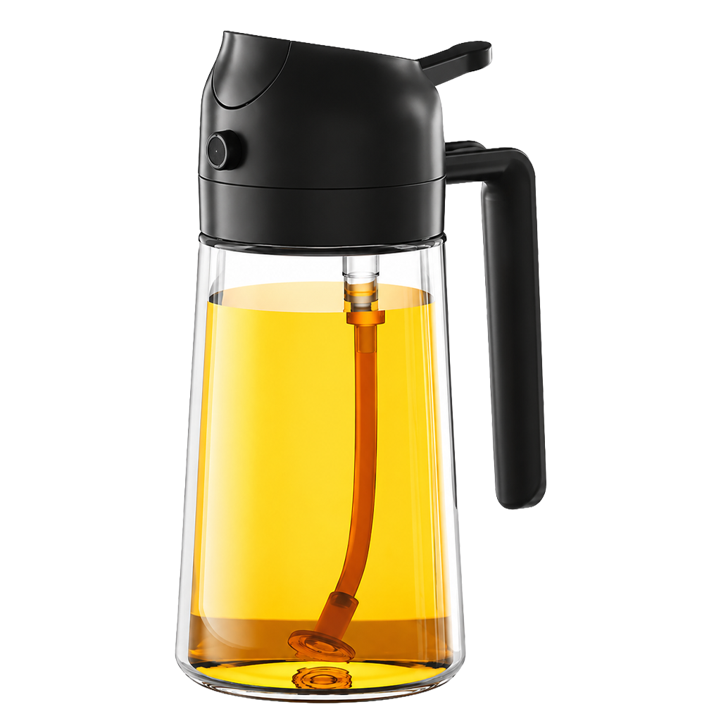 2-in-1 Oil Sprayer and Dispenser Bottle - 500ML for Kitchen, Cooking, BBQ, Air Fryer, Salad, Frying, Baking | Transparent