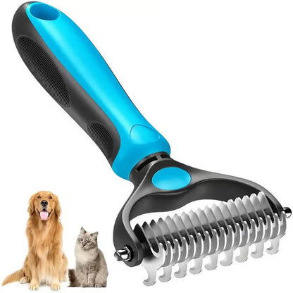 Aras™ Professional Double-Sided Pet Grooming Rake ✨ Undercoat Deshedding Tool for Dogs & Cats 🐶🐱