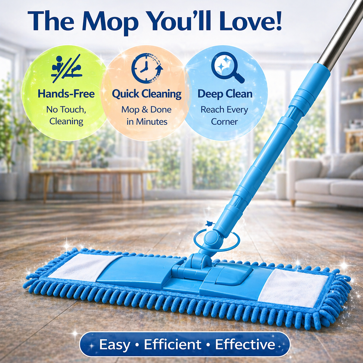 Aras™ Detachable Coral Fleece Flat Mop with Stainless Steel Handle