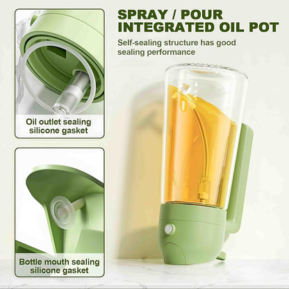 2-in-1 Oil Sprayer and Dispenser Bottle - 500ML for Kitchen, Cooking, BBQ, Air Fryer, Salad, Frying, Baking | Transparent