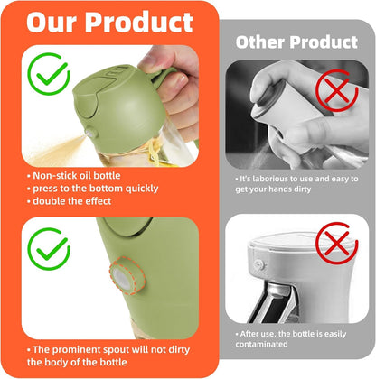 2-in-1 Oil Sprayer and Dispenser Bottle - 500ML for Kitchen, Cooking, BBQ, Air Fryer, Salad, Frying, Baking | Transparent