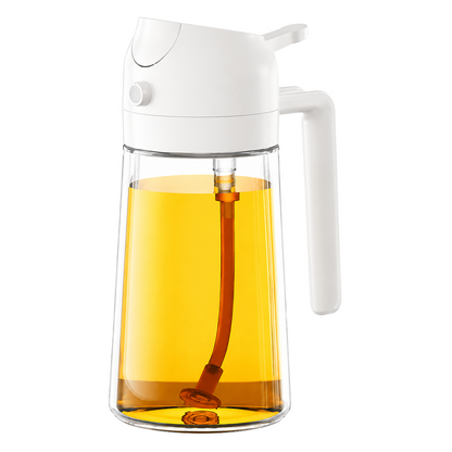 2-in-1 Oil Sprayer and Dispenser Bottle - 500ML for Kitchen, Cooking, BBQ, Air Fryer, Salad, Frying, Baking | Transparent