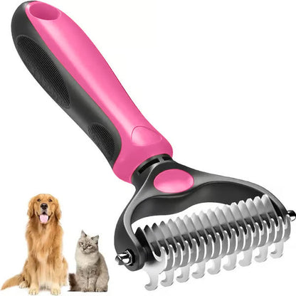 Aras™ Professional Double-Sided Pet Grooming Rake ✨ Undercoat Deshedding Tool for Dogs & Cats 🐶🐱