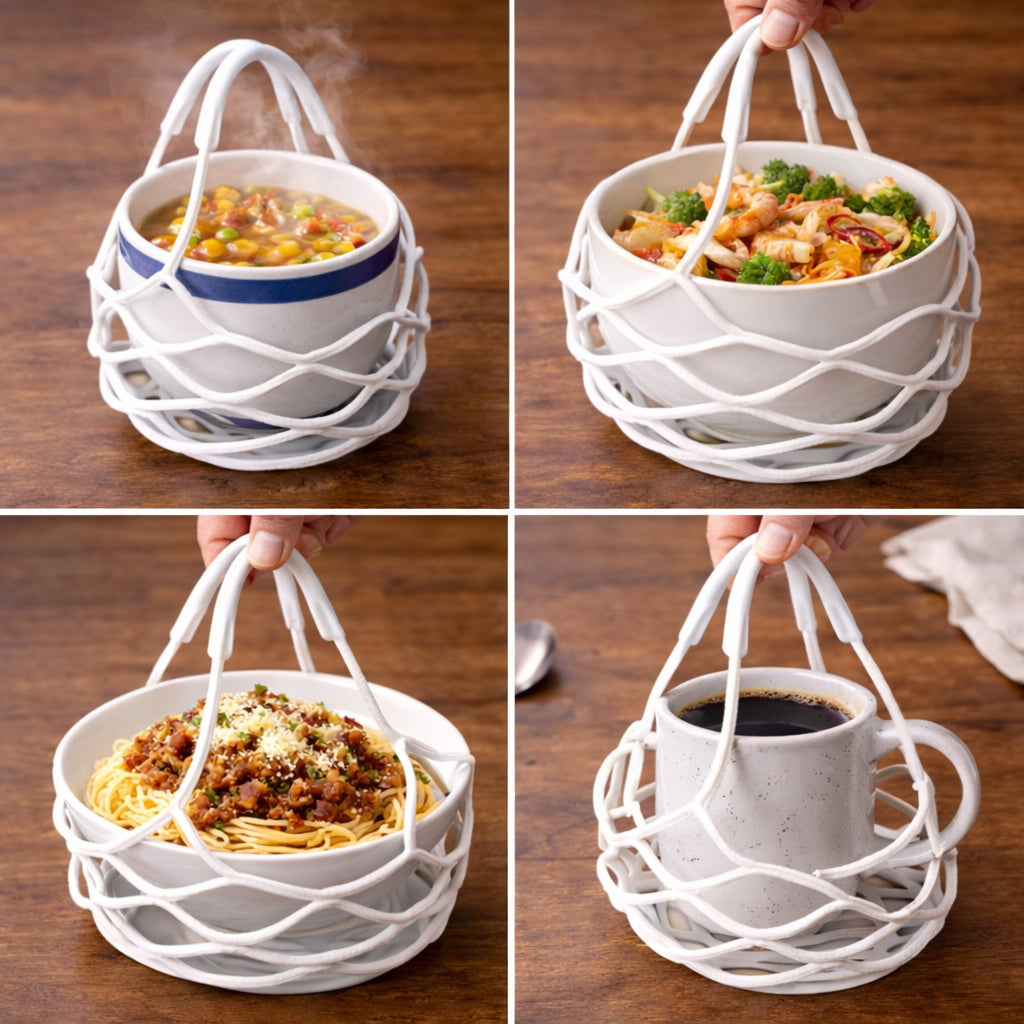 Aras™ 2-in-1 Zero-Aras™ Silicone Mesh Bag & Heat-Resistant Trivet Mat for Hot Bowls (Offer)