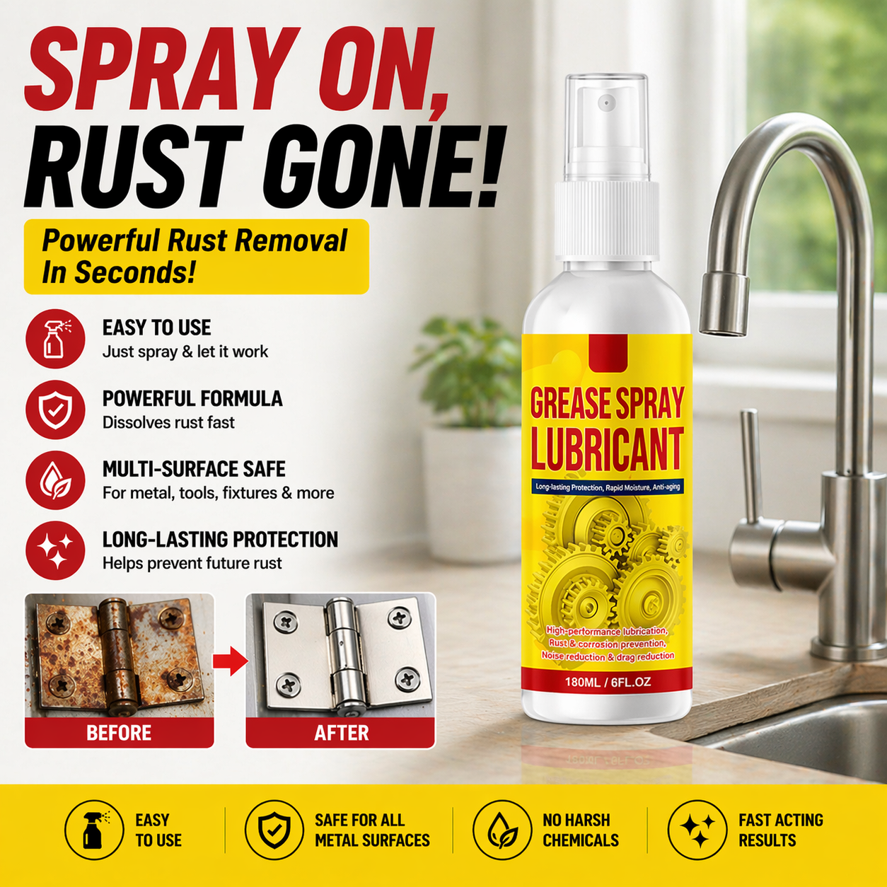 🔥Multi-Purpose Rust Remover & Lubricant Spray (Offer)
