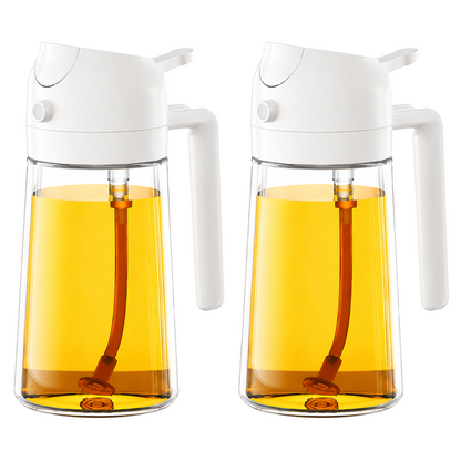 2-in-1 Oil Sprayer and Dispenser Bottle - 500ML for Kitchen, Cooking, BBQ, Air Fryer, Salad, Frying, Baking | Transparent