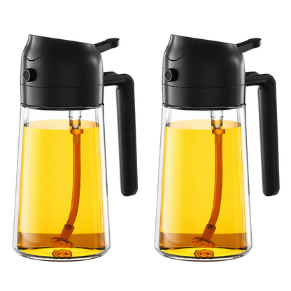 2-in-1 Oil Sprayer and Dispenser Bottle - 500ML for Kitchen, Cooking, BBQ, Air Fryer, Salad, Frying, Baking | Transparent