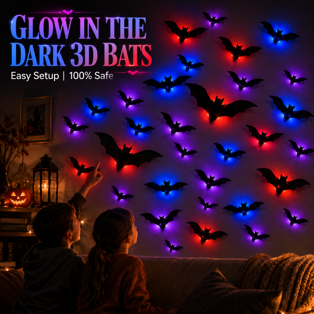Glowing 3D Halloween Bat Decor 🦇🎃Give Trick-or-Treaters an Unforgettable Halloween