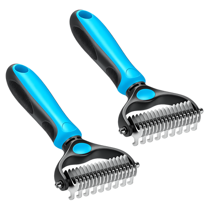 Aras™ Professional Double-Sided Pet Grooming Rake ✨ Undercoat Deshedding Tool for Dogs & Cats 🐶🐱