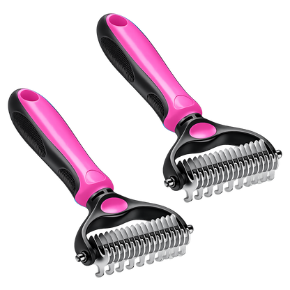 Aras™ Professional Double-Sided Pet Grooming Rake ✨ Undercoat Deshedding Tool for Dogs & Cats 🐶🐱