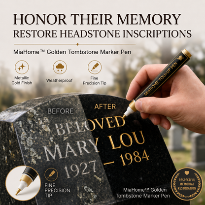 🥳 2026 HOT SALE 🥳 💖 50% OFF! Aras™ Permanent Golden Tombstone Marker – Premium Shine, No Mess!
