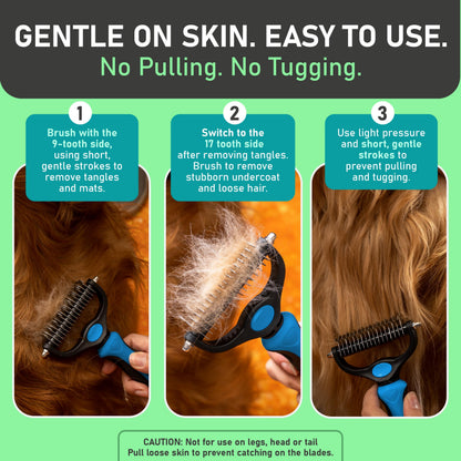 Aras™ Professional Double-Sided Pet Grooming Rake ✨ Undercoat Deshedding Tool for Dogs & Cats 🐶🐱