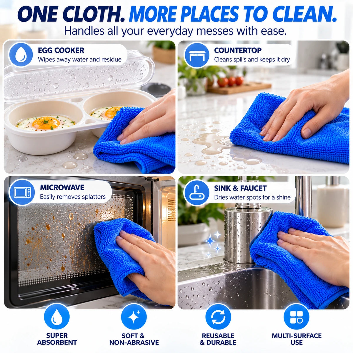 Multipurpose Microfiber Cloth - SIZE 30*30cm , multipurpose microfiber cleaning cloth - Reusable and Washable