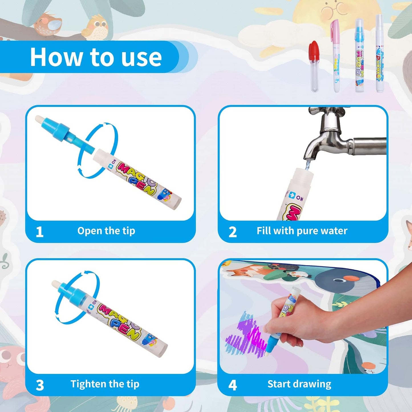 🔥Last Day Promotion 50% OFF - Water Doodle Mat ,Aqua Painting Drawing Mat Mess Free Learning Toy Mat（offer）