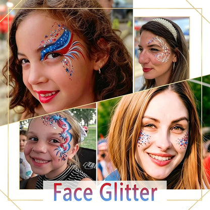 Aras™ 3-in-1 Patriotic Glow😍✨Red, White & Blue Glitter Body Stick (Offer)
