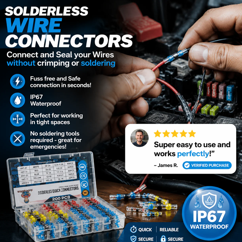 ⚡ No Soldering Wire Connectors – Waterproof Heat Shrink Electrical Repair Kit