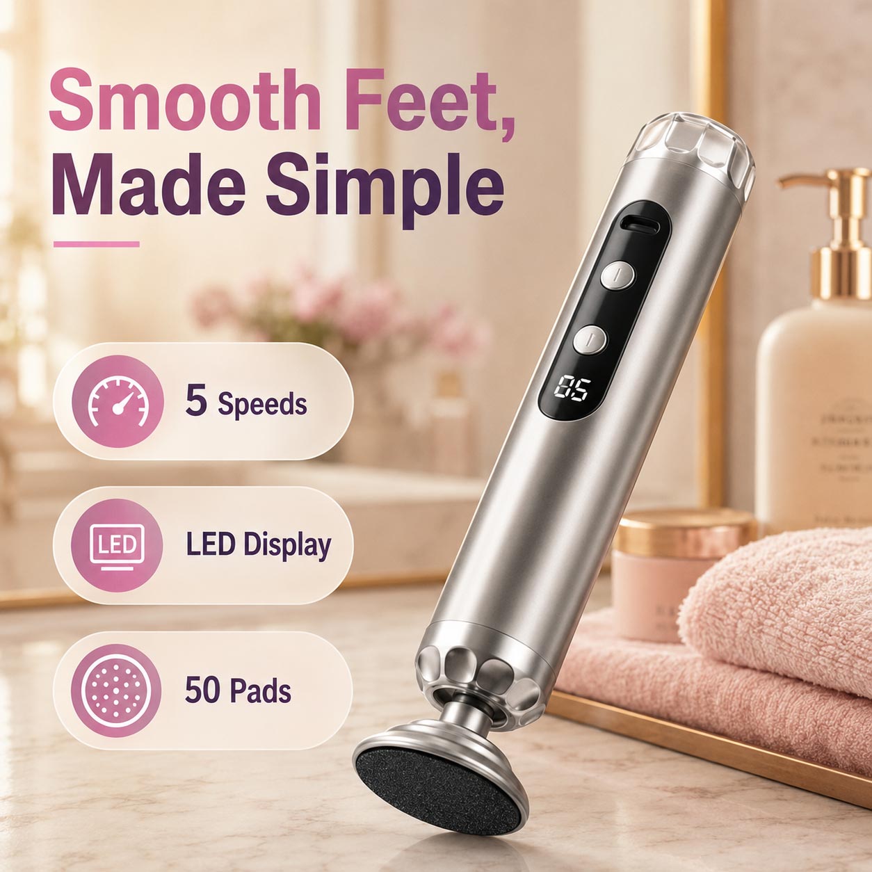 Spa-Ready Sale ✨ Aras™ 5-Speed Rechargeable Foot Smoother for Dry Feet 🌷